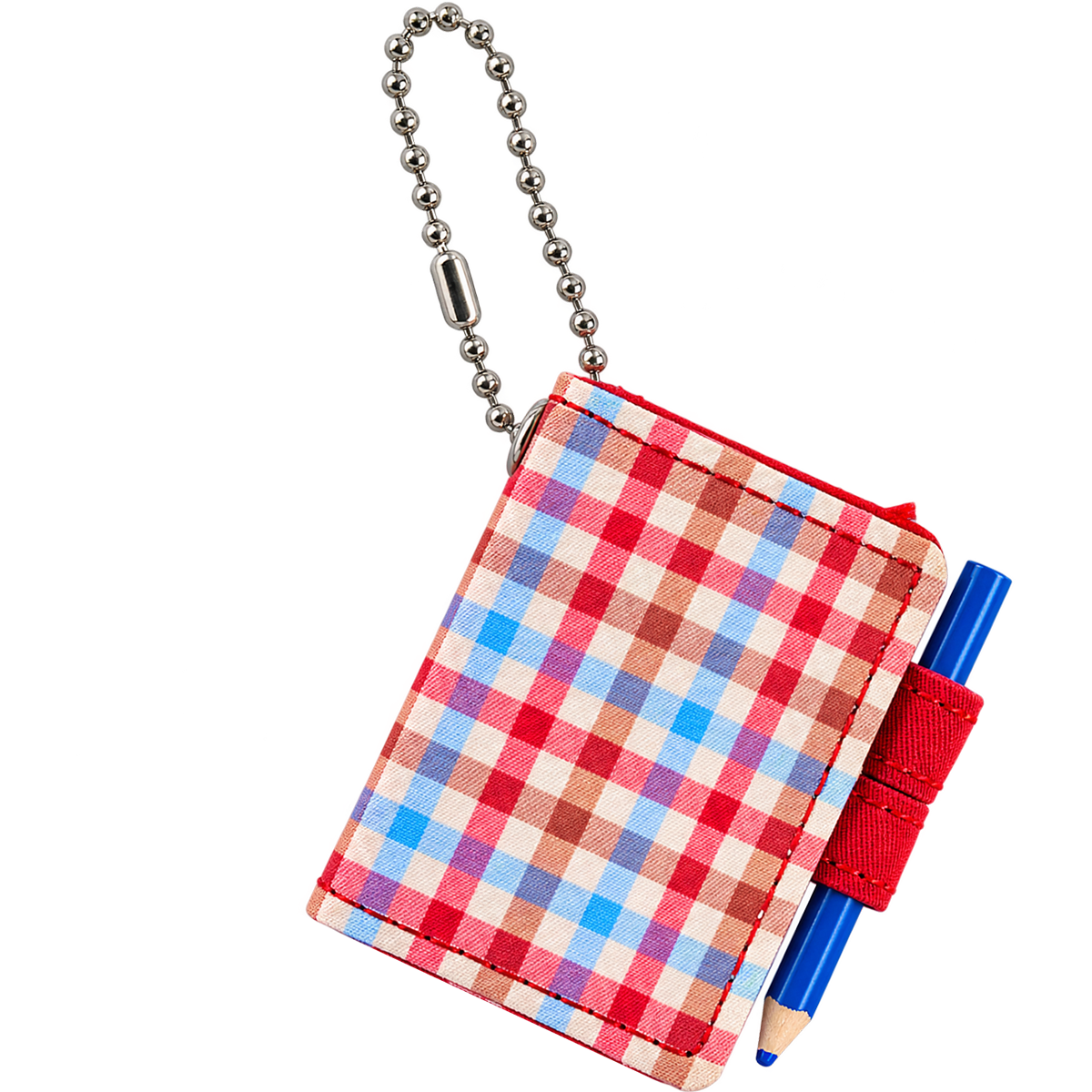 Hobonichi Techo Mini Keychain - Bright Plaid Notebook x Red Pen Loop - Pen Boutique Ltd