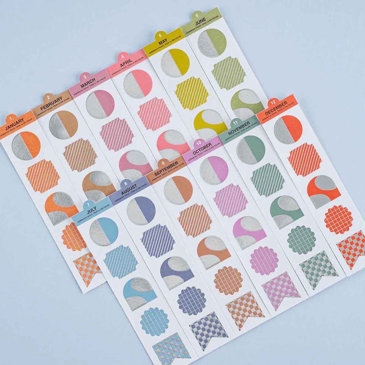 Hobonichi Bookmark-Style Foil-Pressed Stickers - TSUKI no IRO - Pen Boutique Ltd