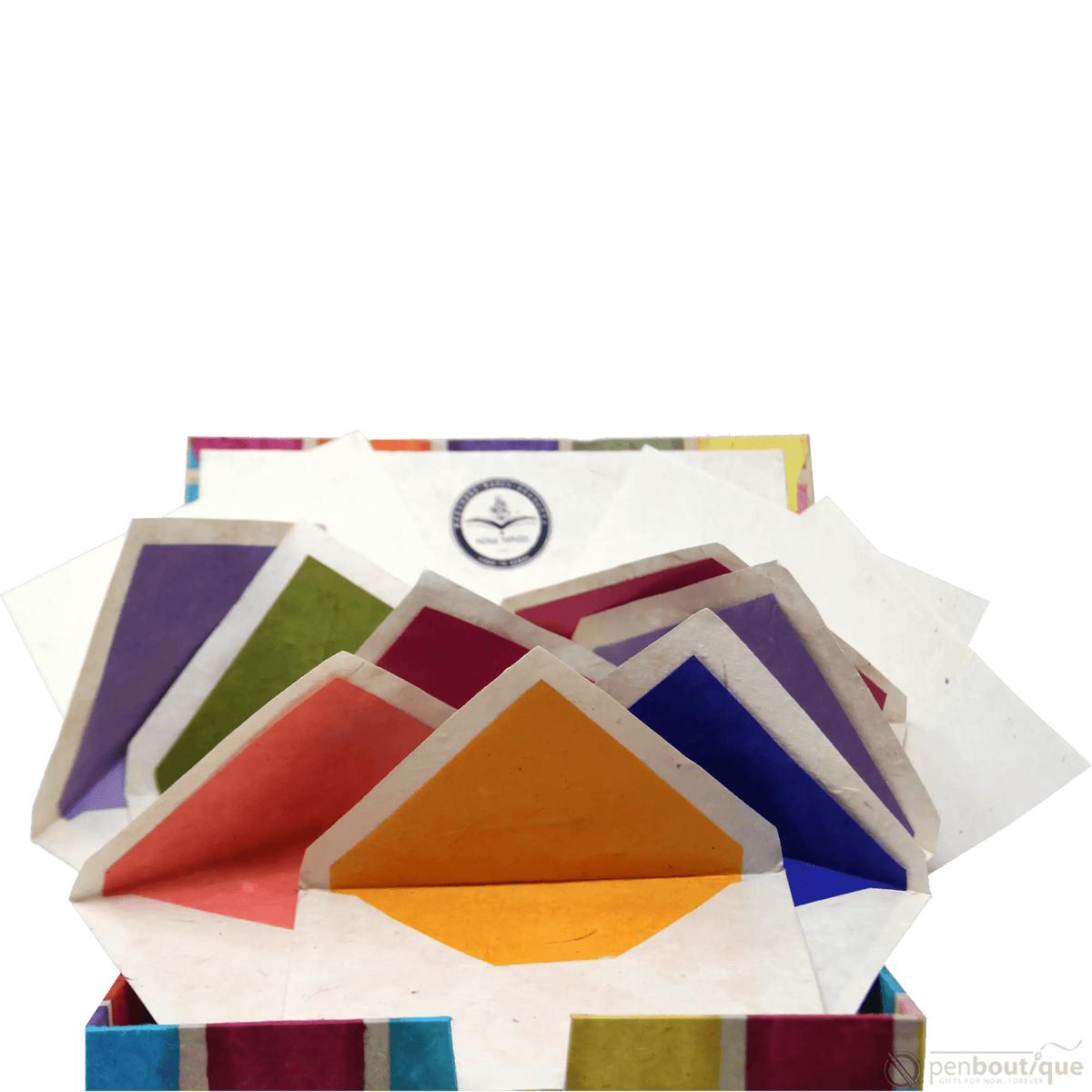 Monk Paper Batik Multicolor Patch Work Lokta Stationery Box Set - Pen Boutique Ltd