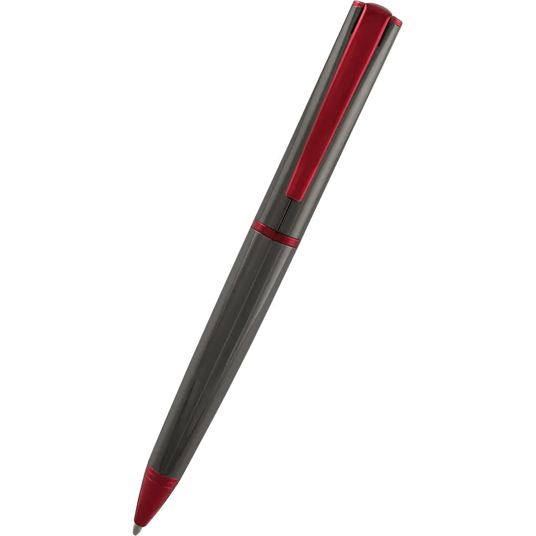 Monteverde Impressa Gun Metal with Red Trim Ballpoint Pen - Pen Boutique Ltd