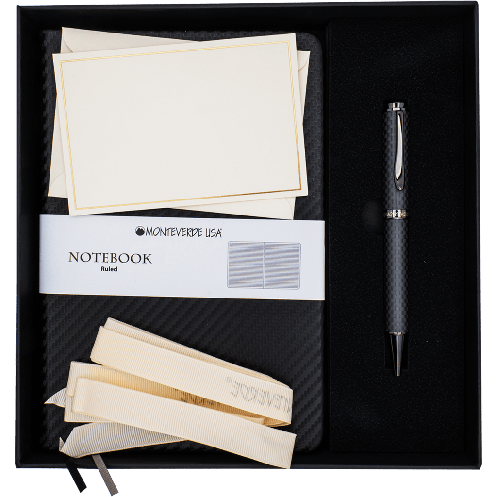 Monteverde Innova Ballpoint Pen Notebook Set - Carbon Fiber - Gunmetal - Pen Boutique Ltd