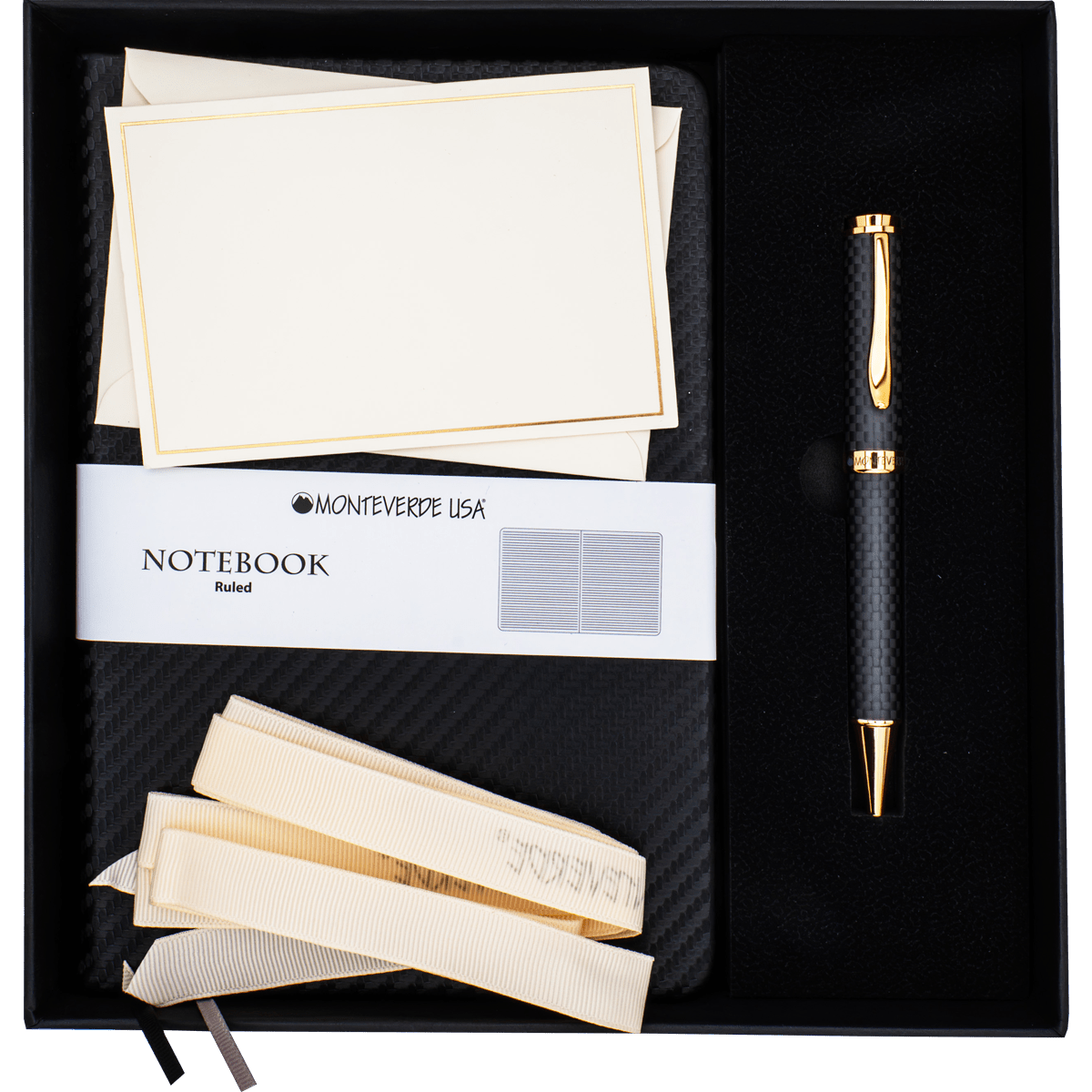 Monteverde Innova Ballpoint Pen Notebook Set - Carbon Fiber - Rosegold - Pen Boutique Ltd