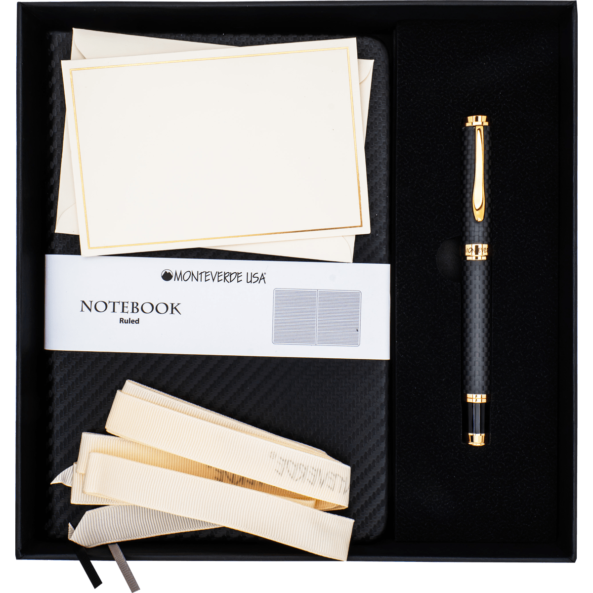 Monteverde Innova Rollerball Pen Notebook Set - Carbon Fiber - Rosegold - Pen Boutique Ltd