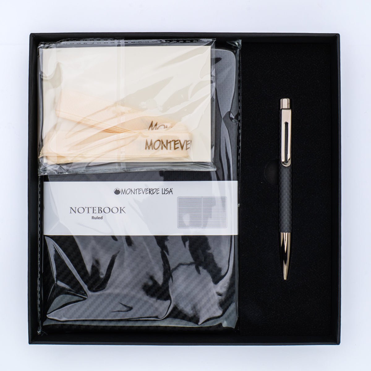Monteverde Ritma Ballpoint Pen - Matte Carbon Fiber Notebook Set - Pen Boutique Ltd