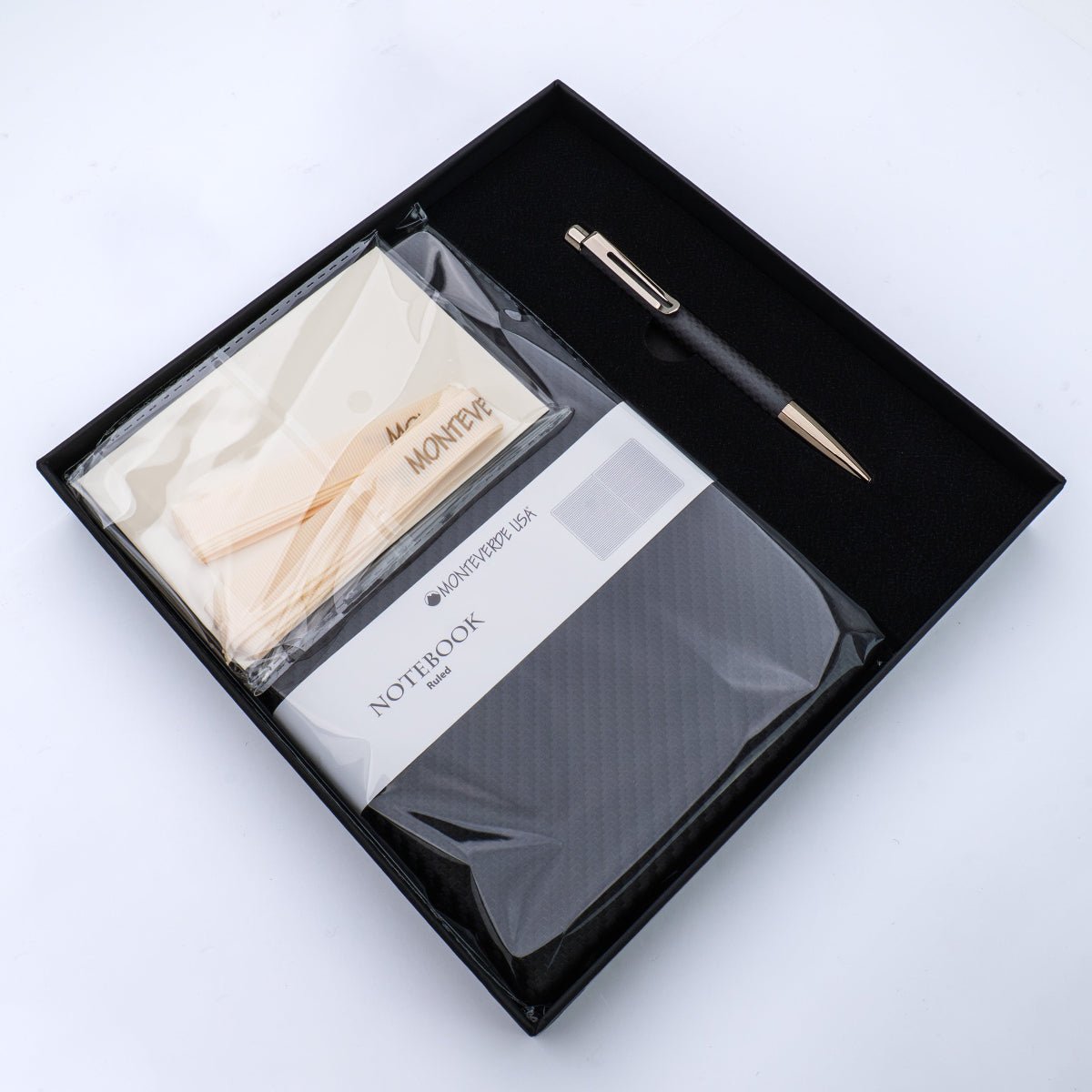 Monteverde Ritma Ballpoint Pen - Matte Carbon Fiber Notebook Set - Pen Boutique Ltd