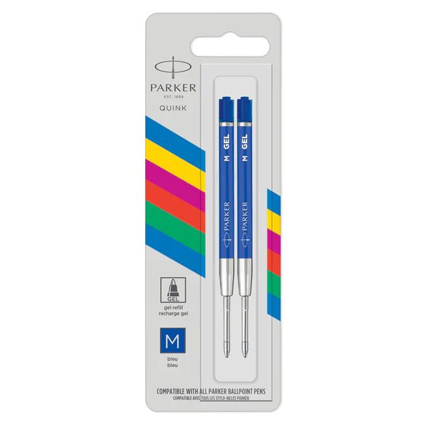Parker Gel Ballpoint Refills - Blue - Medium (2 per pack) - Pen Boutique Ltd
