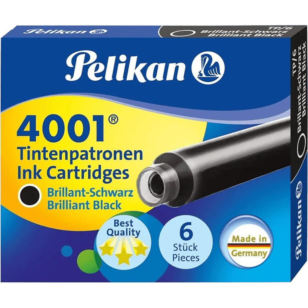 Pelikan 4001 Ink Cartridges - TP6 Brilliant Black - Short - Pen Boutique Ltd