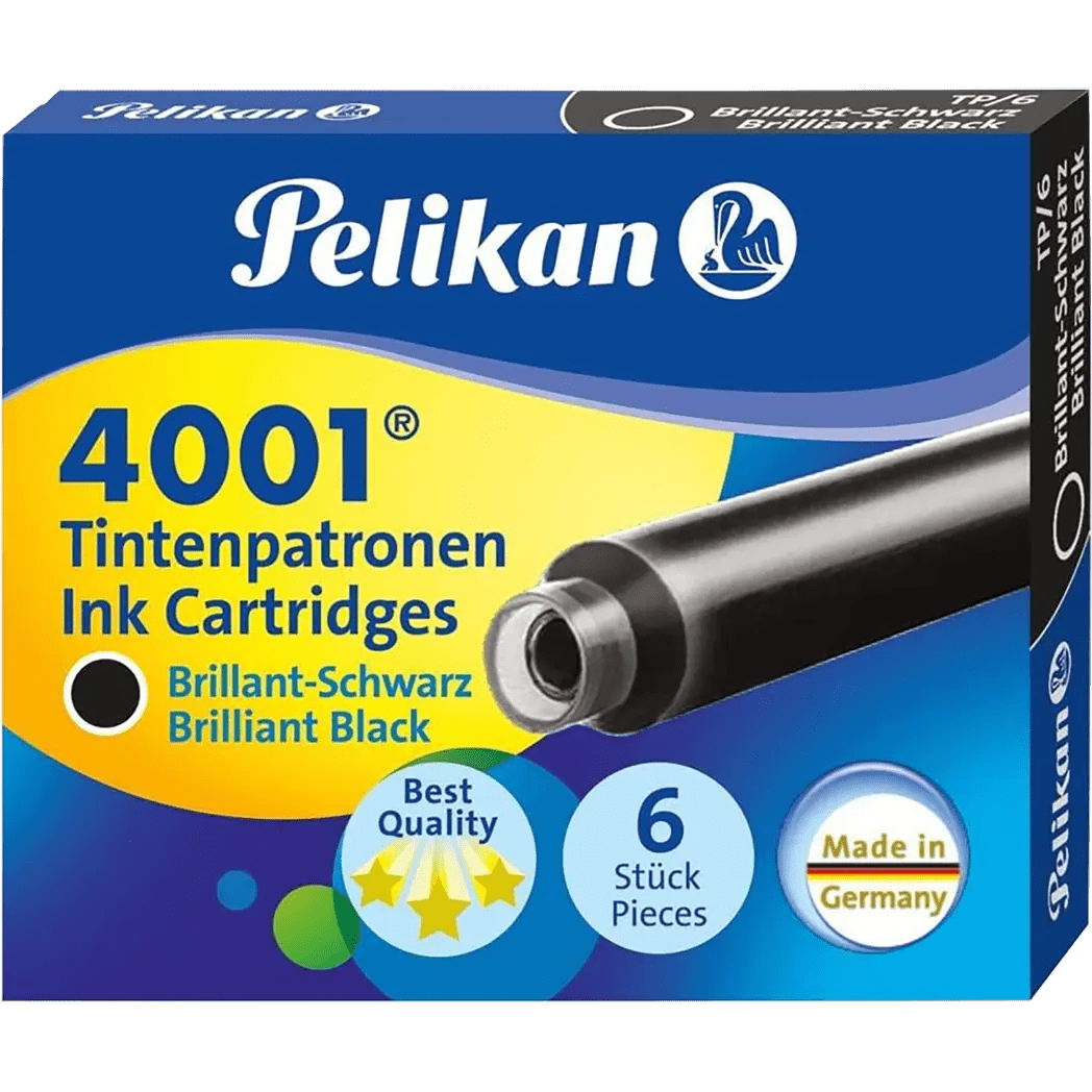 Pelikan 4001 Ink Cartridges - TP6 Brilliant Black - Short - Pen Boutique Ltd