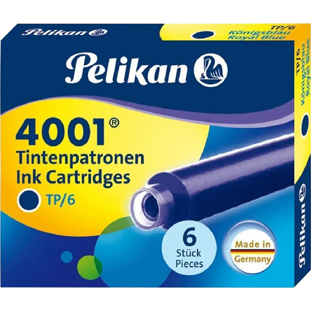 Pelikan 4001 Ink Cartridges - TP6 Royal Blue - Short - Pen Boutique Ltd