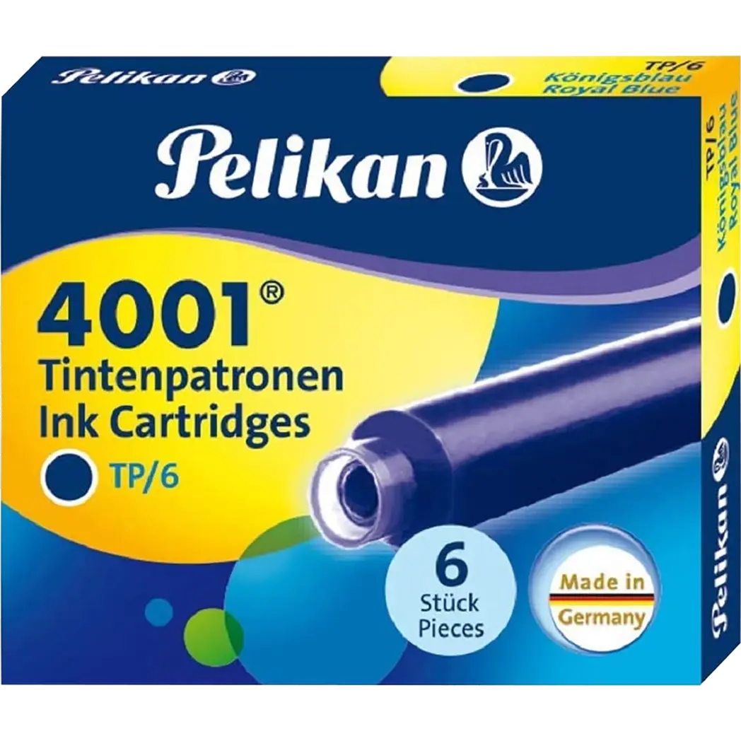 Pelikan 4001 Ink Cartridges - TP6 Royal Blue - Short - Pen Boutique Ltd
