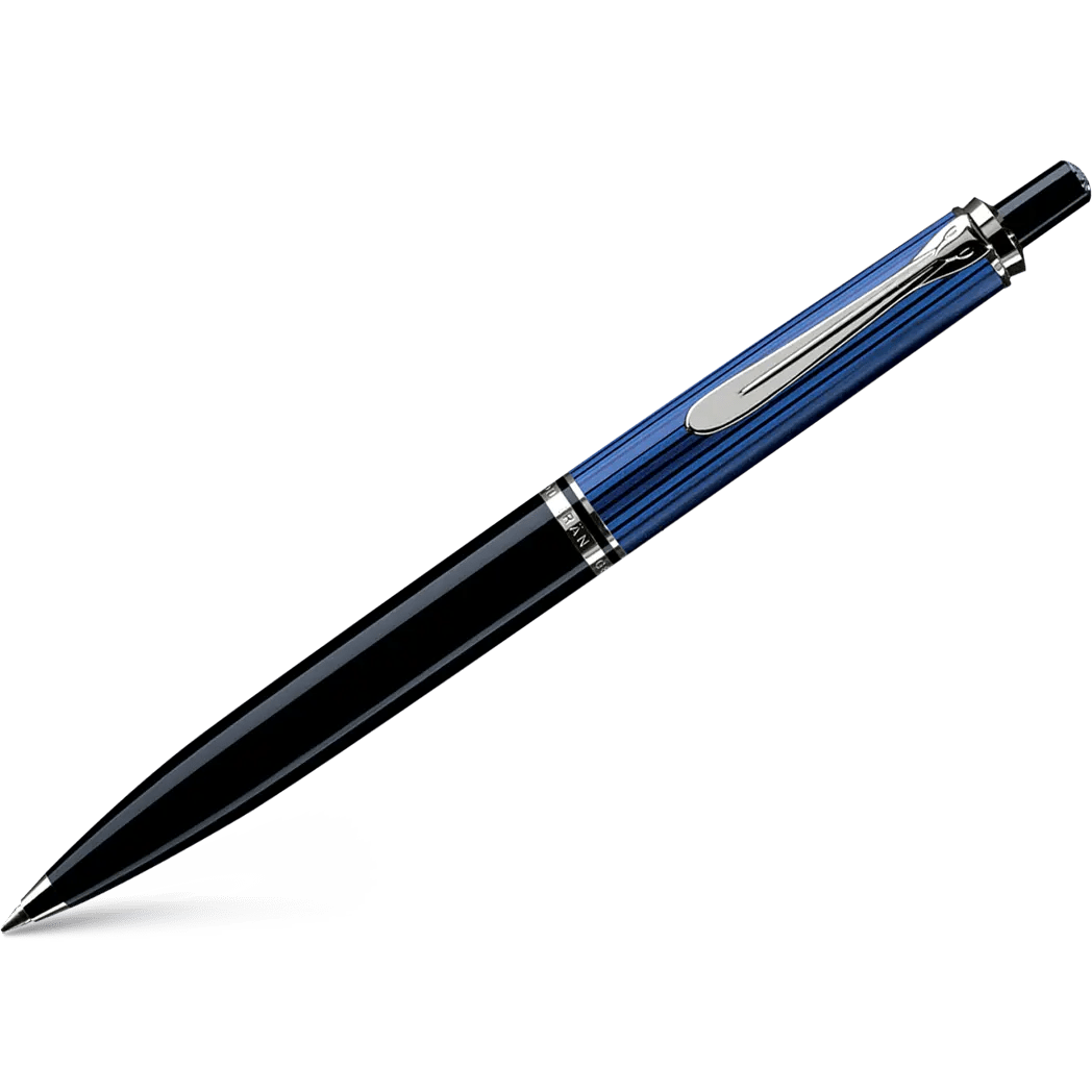 Pelikan Souveran Ballpoint Pen - K405 Black & Blue Stripe - Pen Boutique Ltd