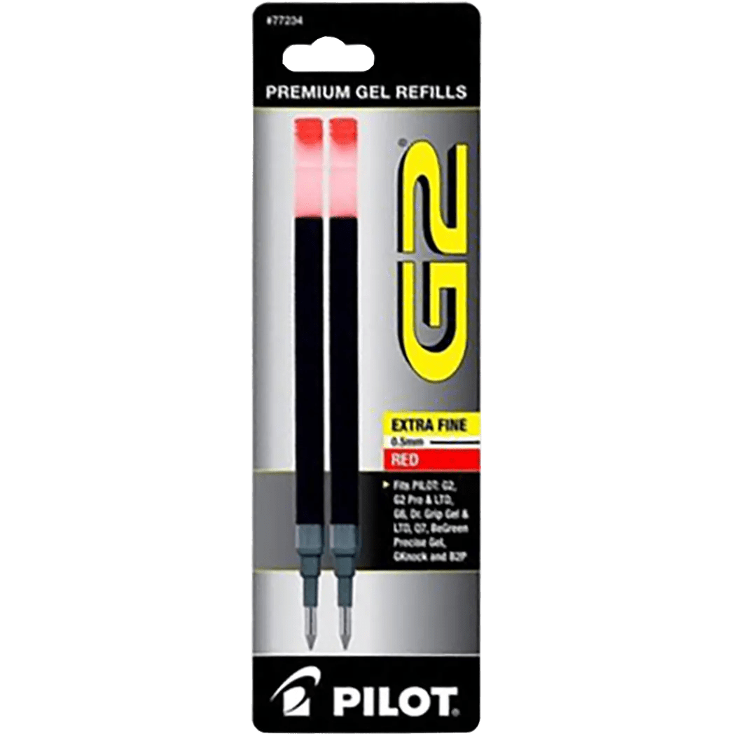 Pilot G2 0.5mm 2 pack Red Refill - Pen Boutique Ltd