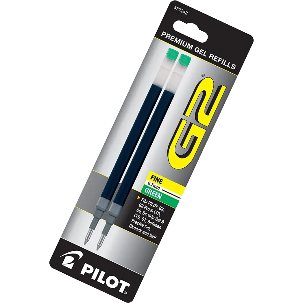 Pilot G2 0.7mm 2 pack Green Refill - Pen Boutique Ltd