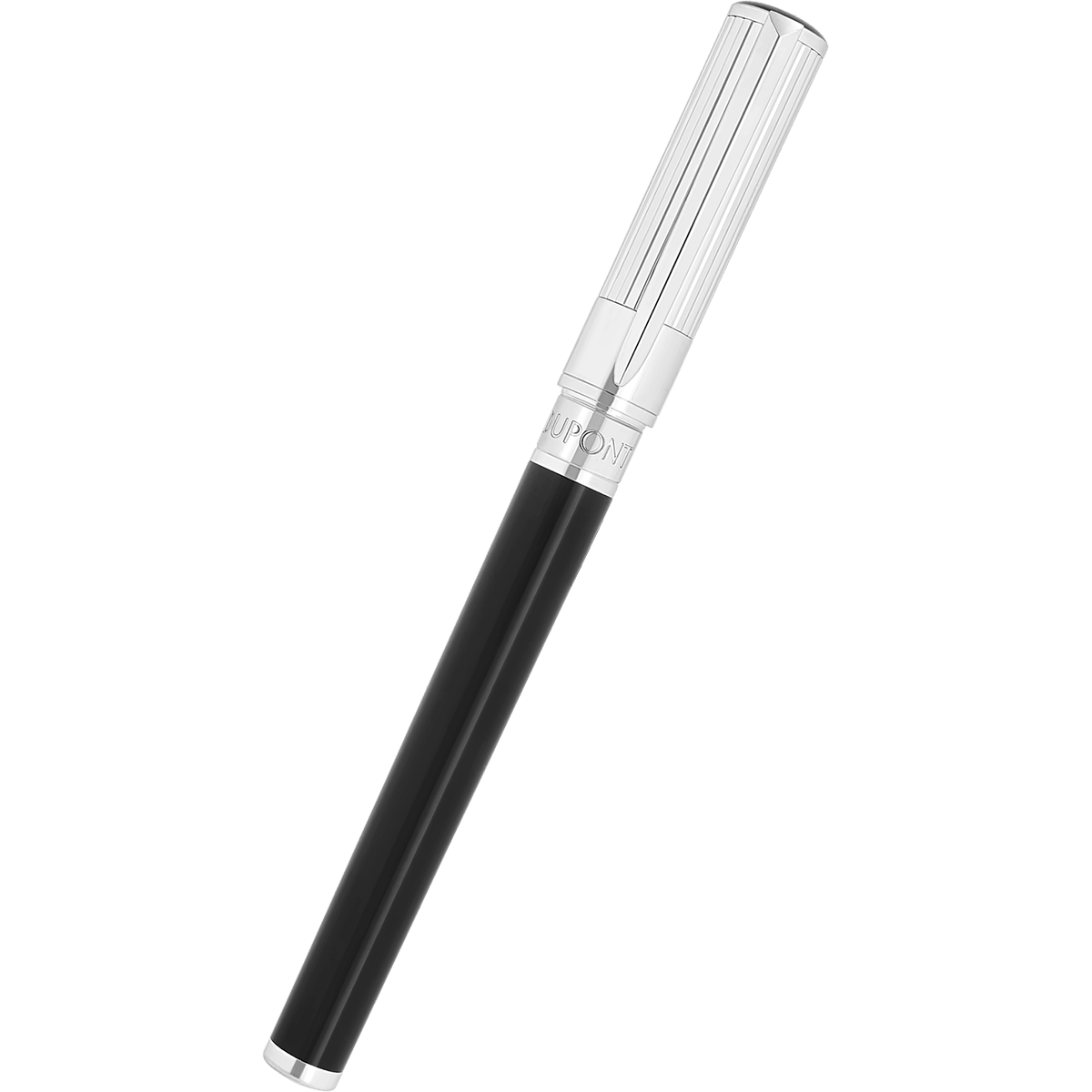 S T Dupont D - Initial Fountain Pen - Black - Chrome Trim - Pen Boutique Ltd