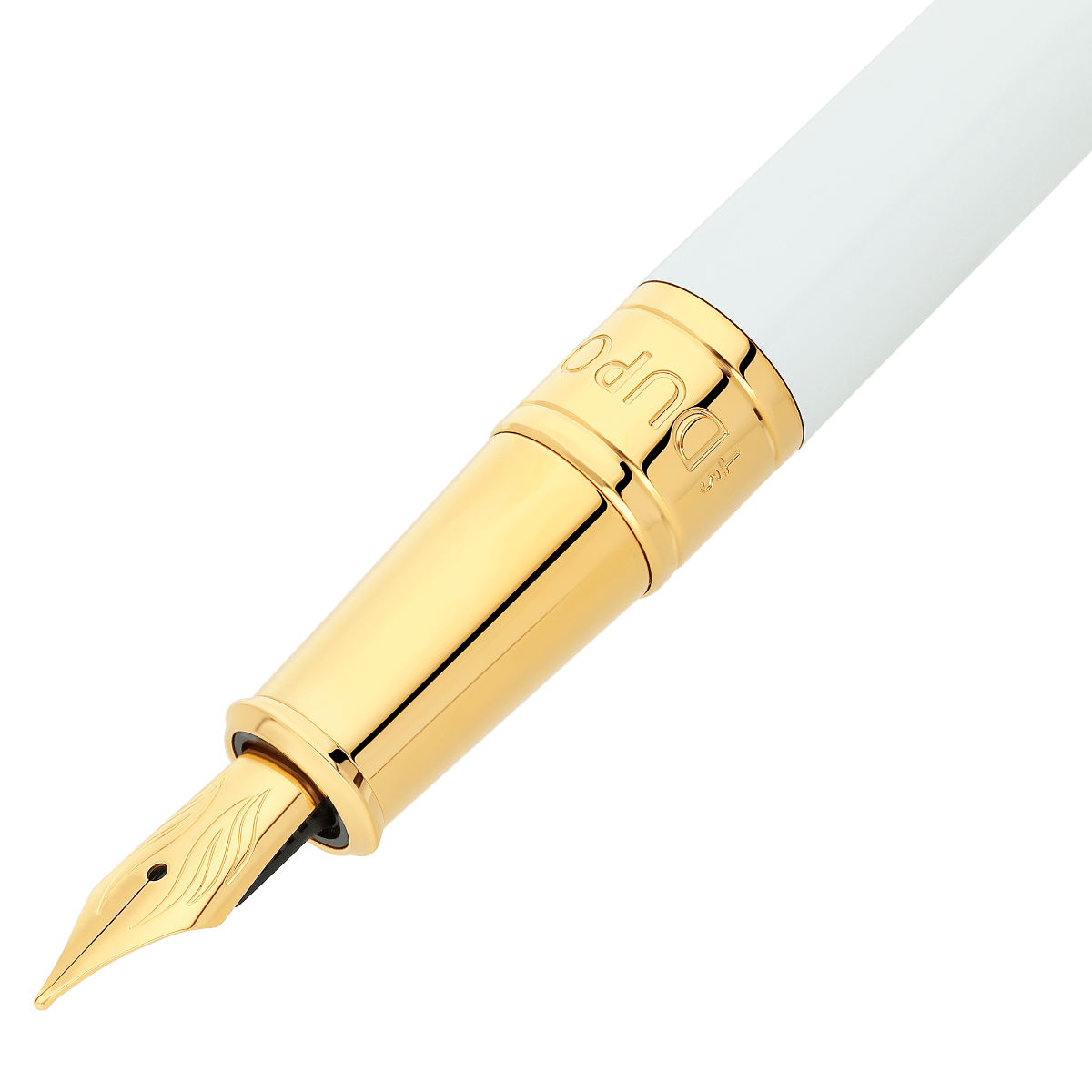 S T Dupont D - Initial Fountain Pen - White - Gold Trim - Pen Boutique Ltd