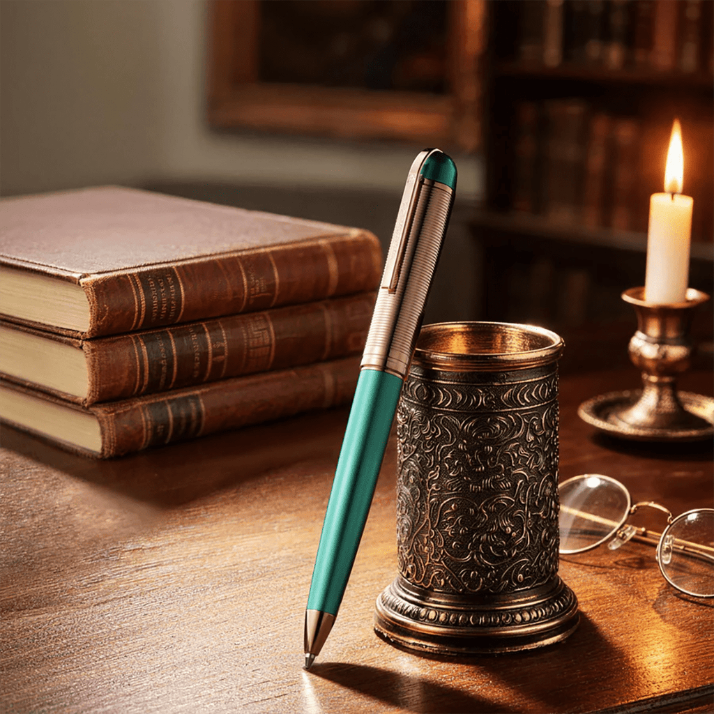 Wahl-Eversharp Skyline Ballpoint Pen - Emerald - Rose Gold Trim - Pen Boutique Ltd