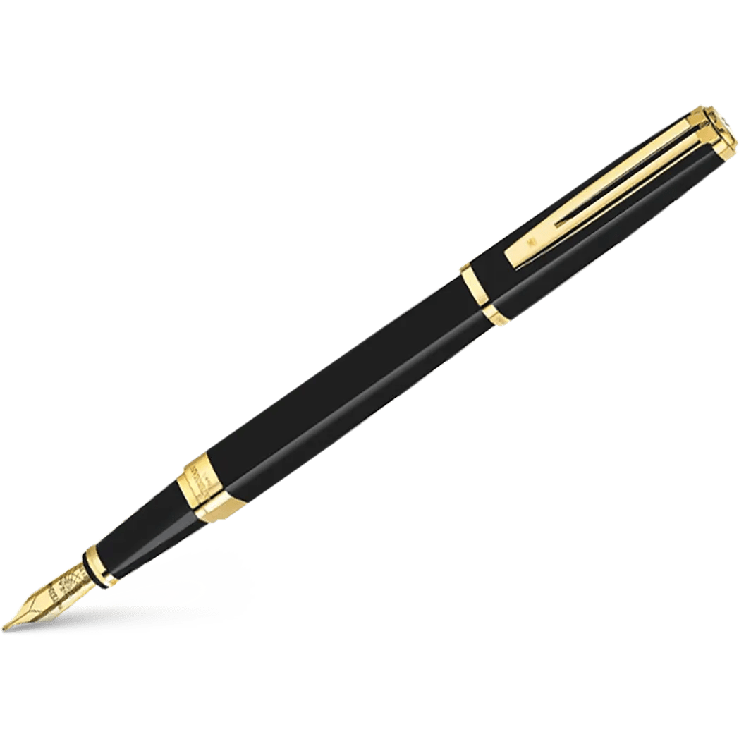 Waterman Exception Fountain Pen - Black - Gold Trim (Slim) - Pen Boutique Ltd