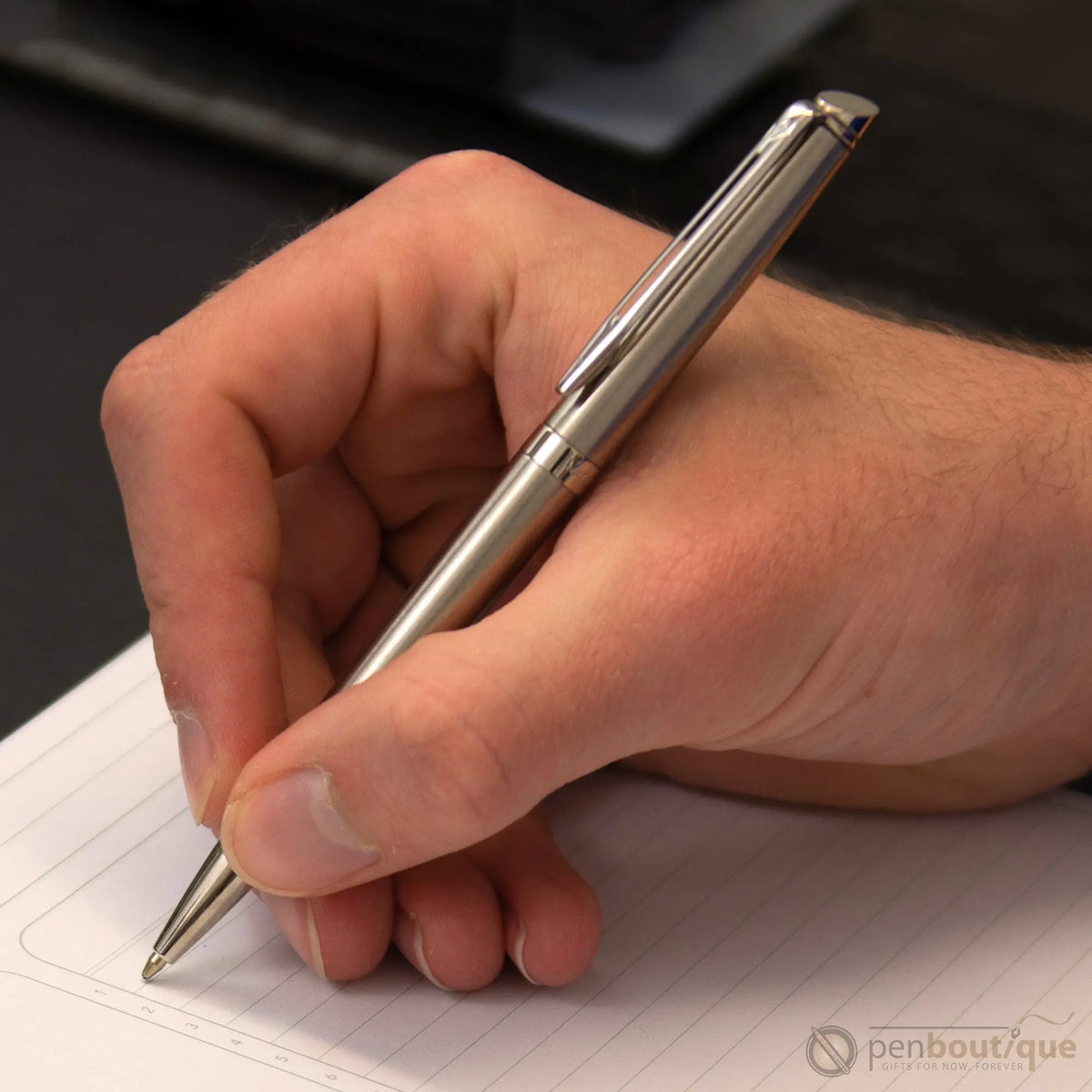 Waterman Hemisphere Ballpoint Pen - Stainless Steel - Chrome Trim - Pen Boutique Ltd