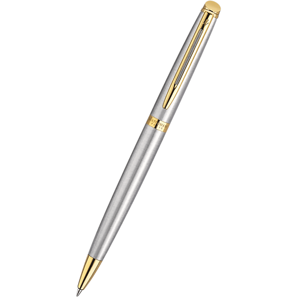 Waterman Hemisphere Ballpoint Pen - Stainless Steel - Gold Trim - Pen Boutique Ltd
