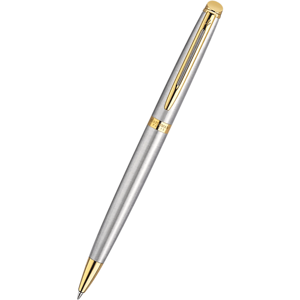 Waterman Hemisphere Ballpoint Pen - Stainless Steel - Gold Trim - Pen Boutique Ltd