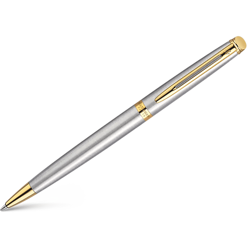Waterman Hemisphere Ballpoint Pen - Stainless Steel - Gold Trim - Pen Boutique Ltd