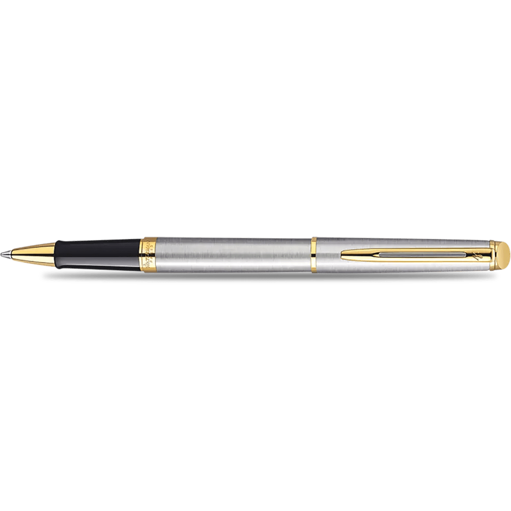 Waterman Hemisphere Rollerball Pen - Stainless Steel - Gold Trim - Pen Boutique Ltd