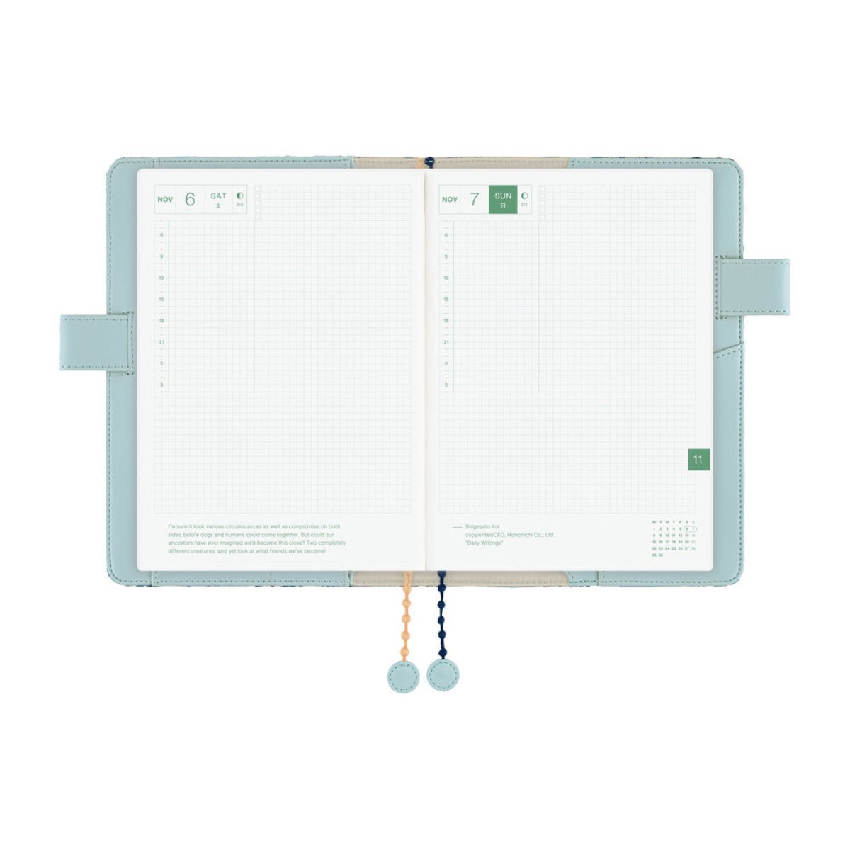 Hobonichi Japanese Cover - Minä Perhonen: Felice (Blue) - A5 - Pen Boutique Ltd