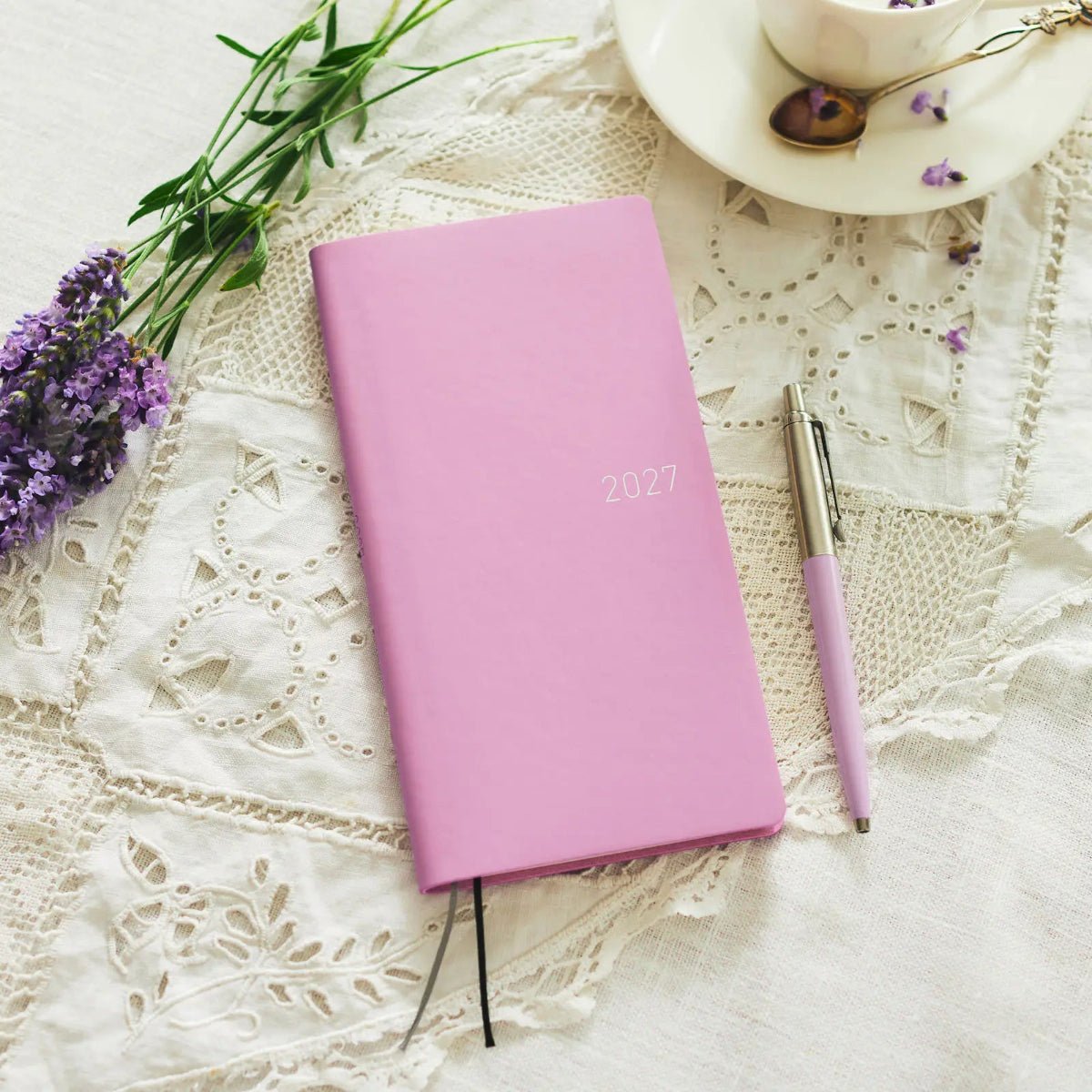Hobonichi Light Hardcover English Book - Smooth: Lavender Milk - Tall & Slim (Weeks - Jan Start) - Pen Boutique Ltd