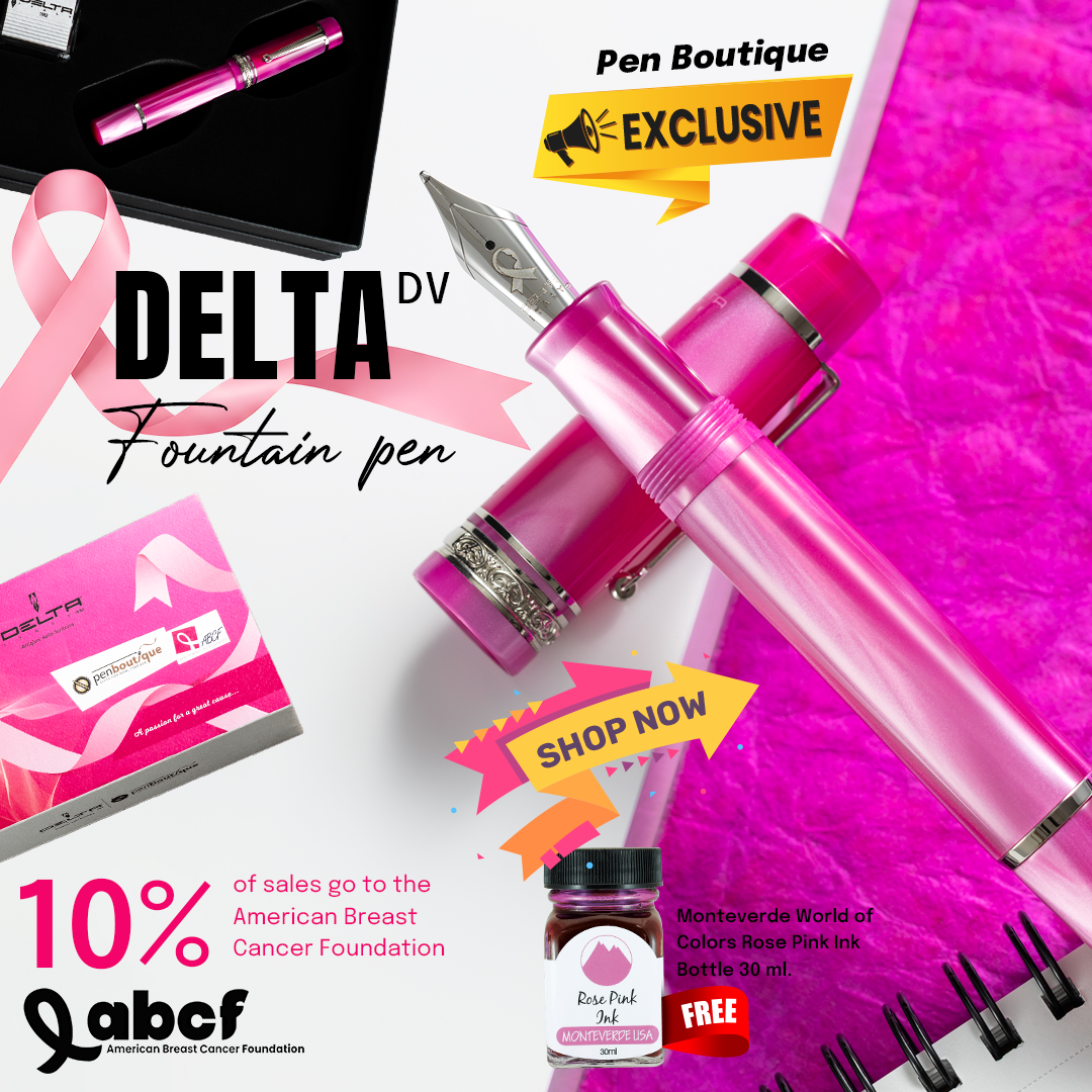 Delta DV Original fountain pen in pink – Pen Boutique exclusive supporting breast cancer awareness
