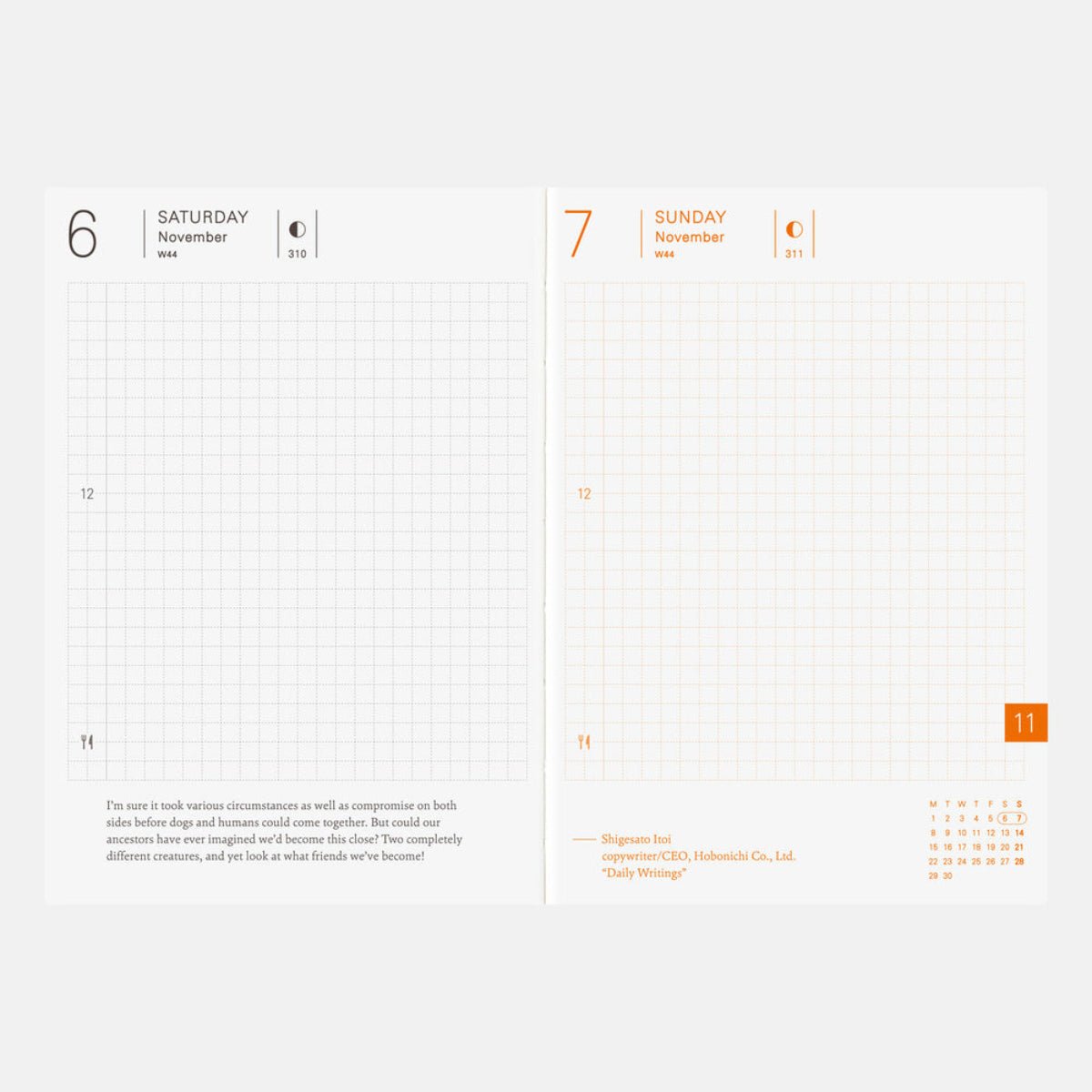 Hobonichi Techo 2027 English Planner Refill Book - A6 (Daily - January Start - Monday Start) - Pen Boutique Ltd