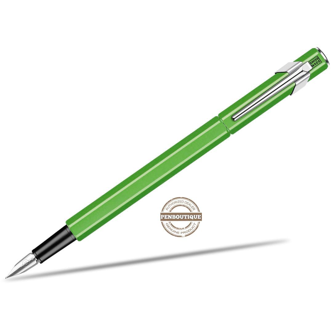 Caran D' Ache 849 Metal Fountain Pen - Yellow Green Fluorescent - Medium Nib - Pen Boutique Ltd