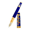 David Oscarson Tree of Life Fountain Pen - Sapphire Blue with Orange and Green - Pen Boutique Ltd