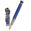 David Oscarson Black Water Snake Fountain Pen - Translucent Royal Blue and Opaque Black Hard Enamel - Pen Boutique Ltd