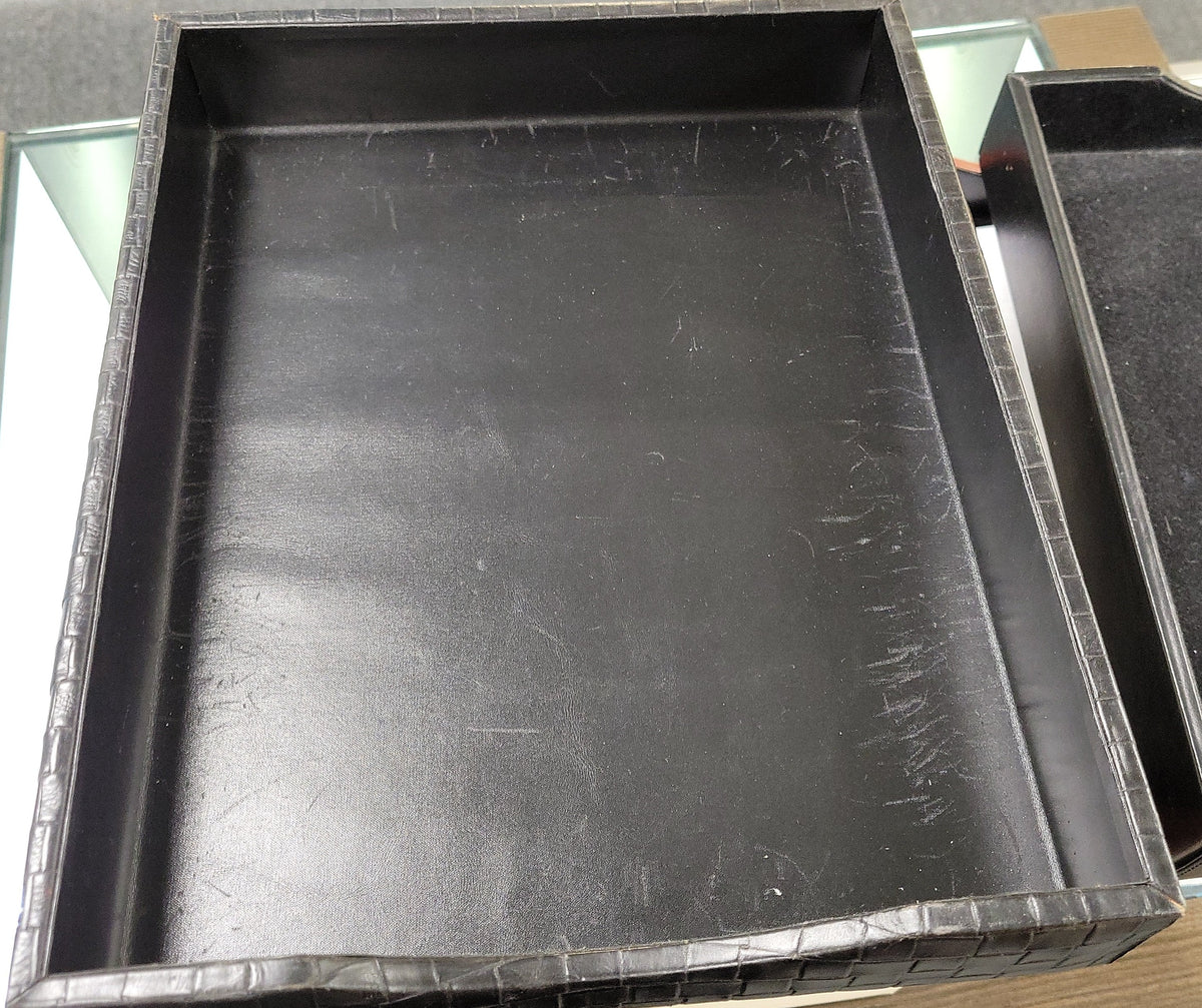 (Outlet) Bosca Letter Tray without Lid in Black Basket Weave - Pen Boutique Ltd