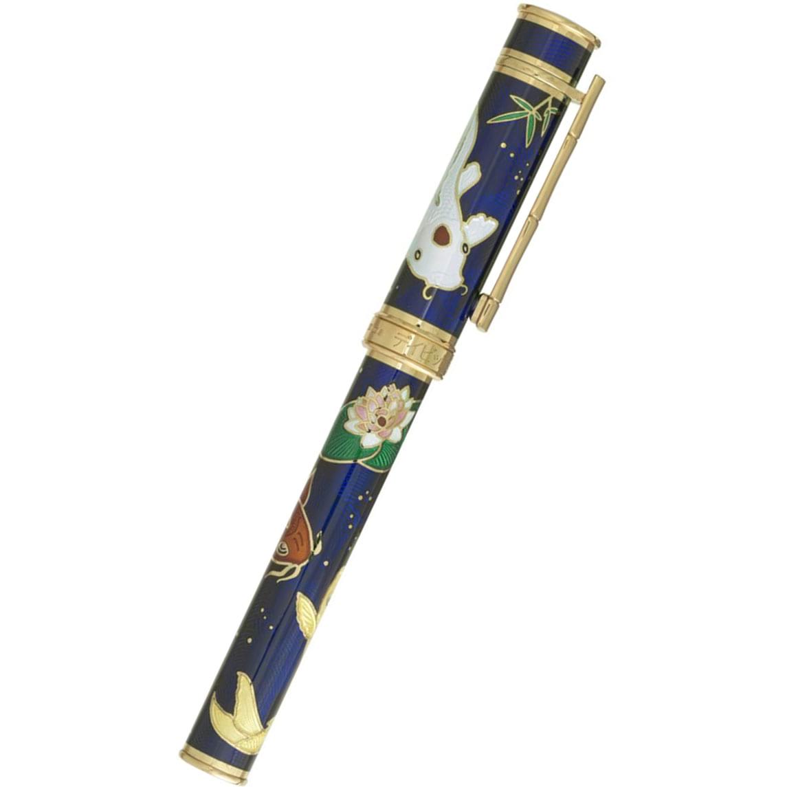 David Oscarson Koi Hard Enamel Sapphire Blue Fountain Pen - Pen Boutique Ltd