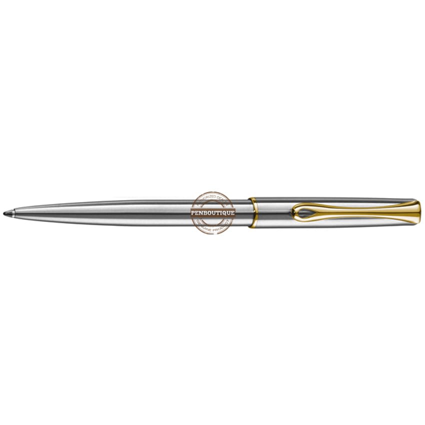 Diplomat Traveller EasyFLOW Ballpoint Pen - Stainless Steel Gold - Pen Boutique Ltd