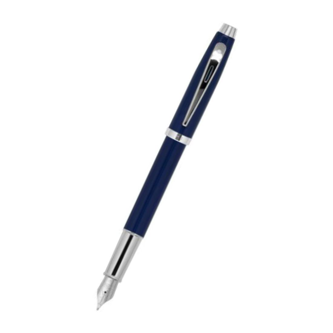 Sheaffer 100 Fountain Pen - Glossy Blue Lacquer - Medium Nib - Pen Boutique Ltd