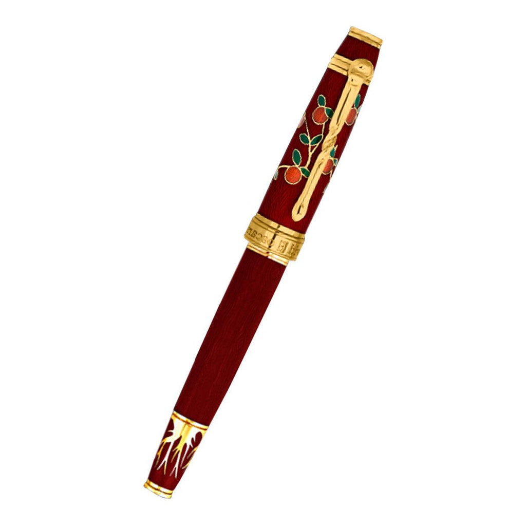 David Oscarson Tree of Life Rollerball Pen - Red with Orange and Green - Pen Boutique Ltd