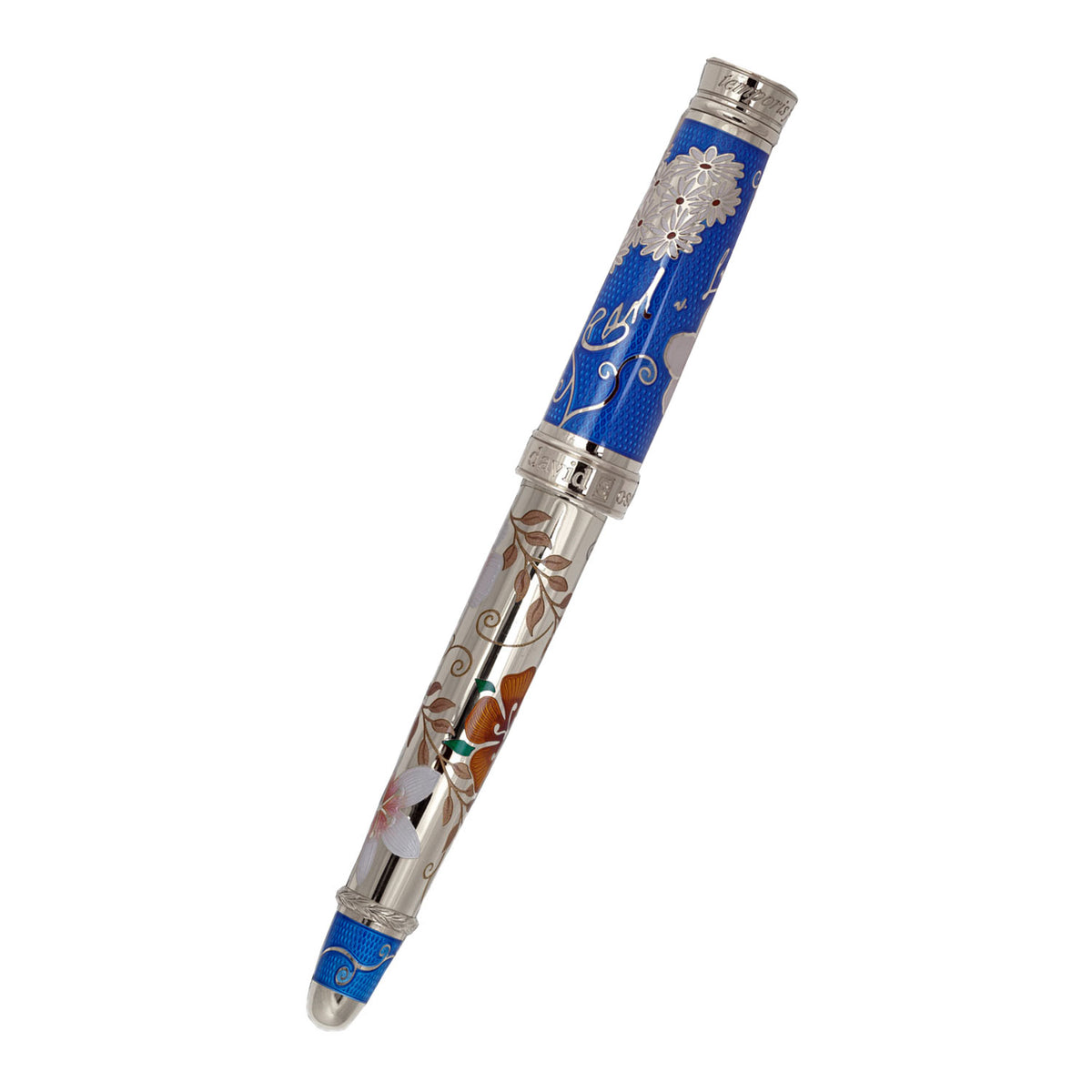 David Osarson Carl Linnaeus Rollerball Pen - Royal Blue with Multi-Colored Translucent Hard Enamel - Pen Boutique Ltd