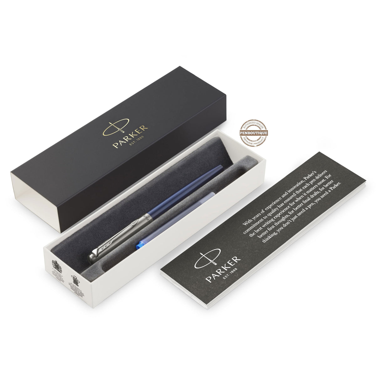 Parker Jotter Fountain Pen - Chrome Trim - Royal Blue - Pen Boutique Ltd