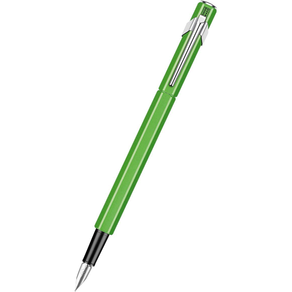 Caran D' Ache 849 Metal Fountain Pen - Yellow Green Fluorescent - Medium Nib - Pen Boutique Ltd