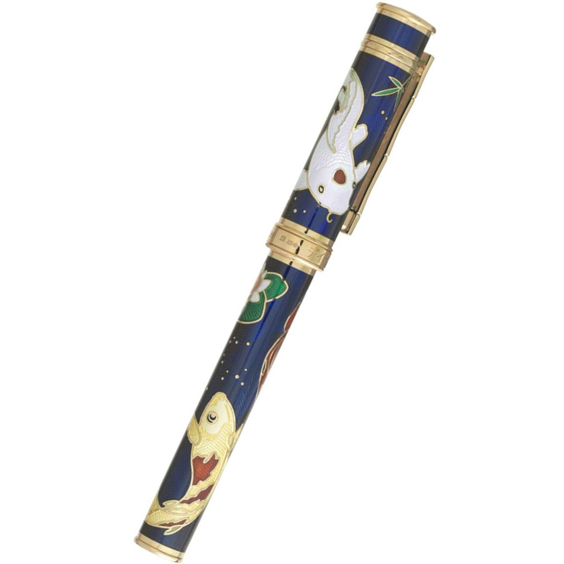 David Oscarson Koi Hard Enamel Sapphire Blue Fountain Pen - Pen Boutique Ltd