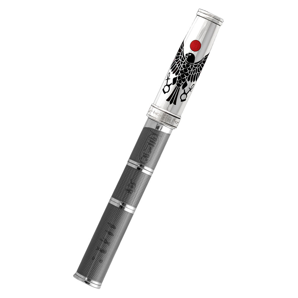 David Oscarson Rosetta Stone Rollerball Pen - Translucent Grey and Opaque Black and Red Hard Enamel - Pen Boutique Ltd