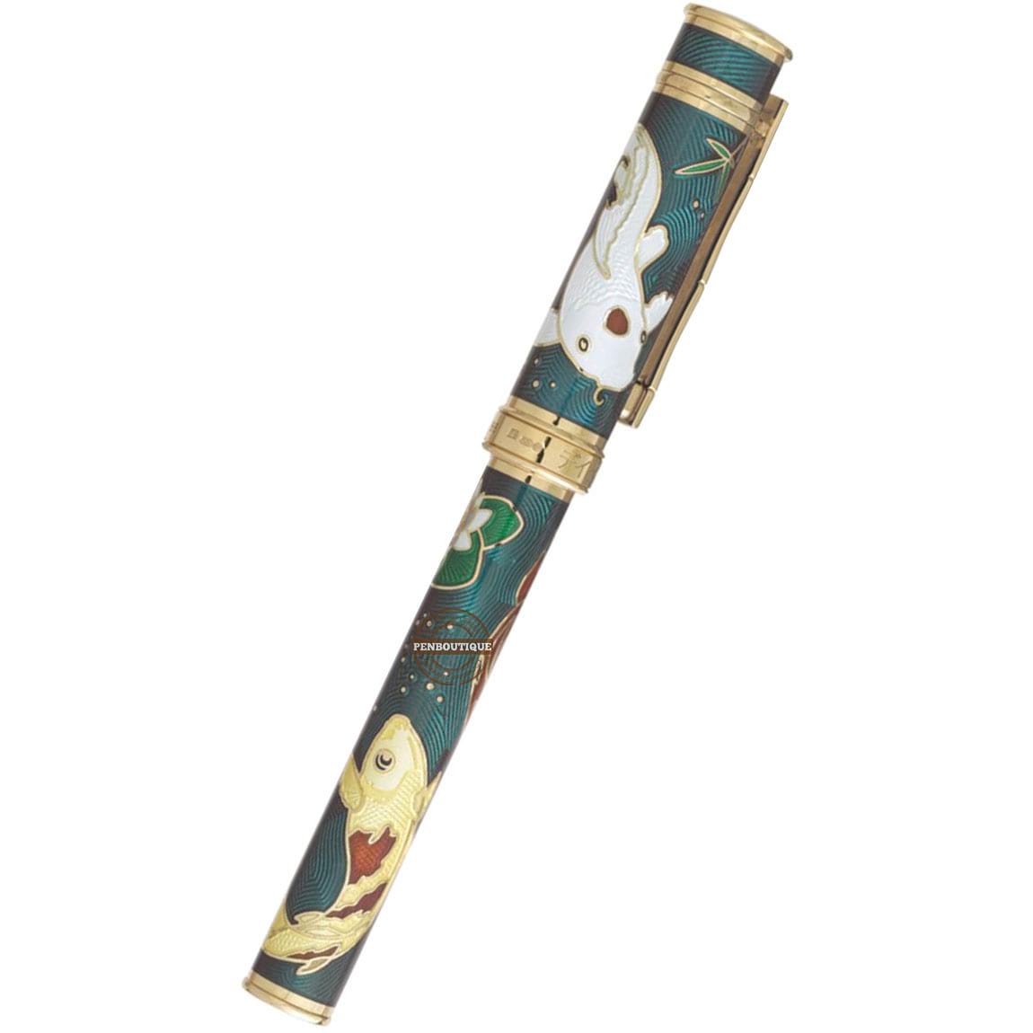 David Oscarson Koi Hard Enamel Translucent Teal Fountain Pen - Pen Boutique Ltd