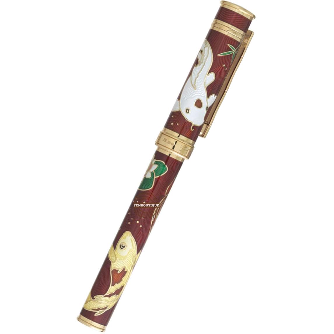David Oscarson Koi Hard Enamel Ruby Red Fountain Pen - Pen Boutique Ltd