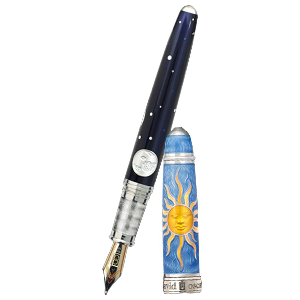 David Oscarson Celestial Fountain Pen - Limited Edition - Azure Blue Golden Yellow - Pen Boutique Ltd