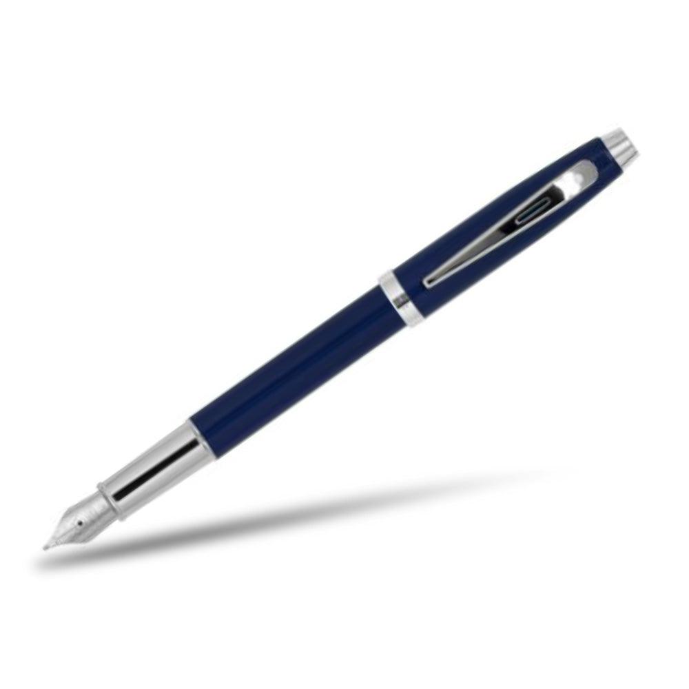 Sheaffer 100 Fountain Pen - Glossy Blue Lacquer - Medium Nib - Pen Boutique Ltd