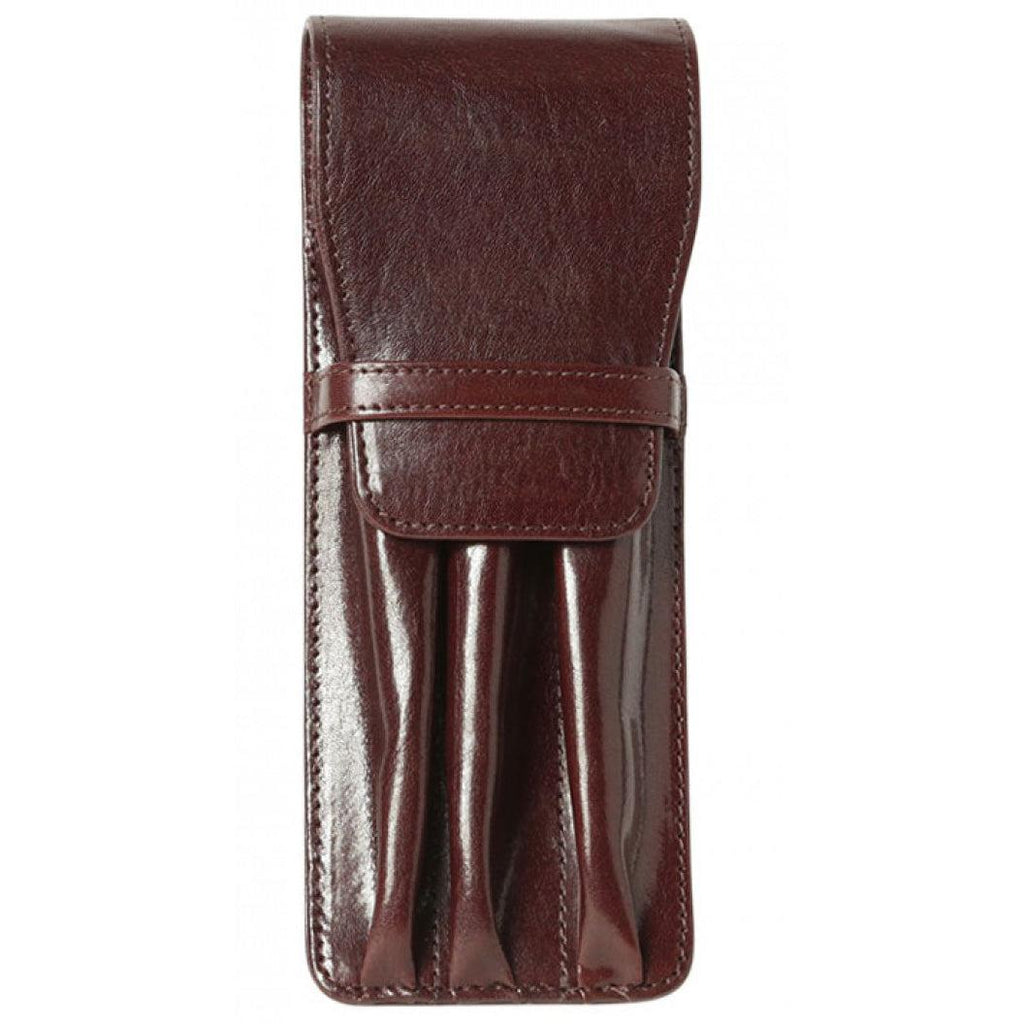 Aston Leather Brown Finger Style Triple Pen Case - Pen Boutique Ltd