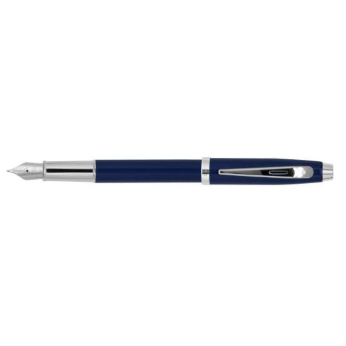 Sheaffer 100 Fountain Pen - Glossy Blue Lacquer - Medium Nib - Pen Boutique Ltd