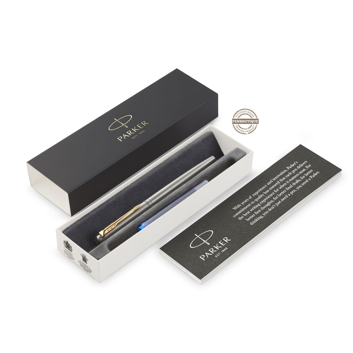 Parker Jotter Fountain Pen - Gold Trim - Stainless Steel - Pen Boutique Ltd